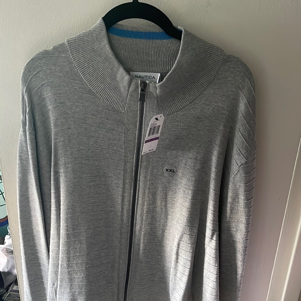 Nautica Full Zip Men’s Sweater Grey XXL